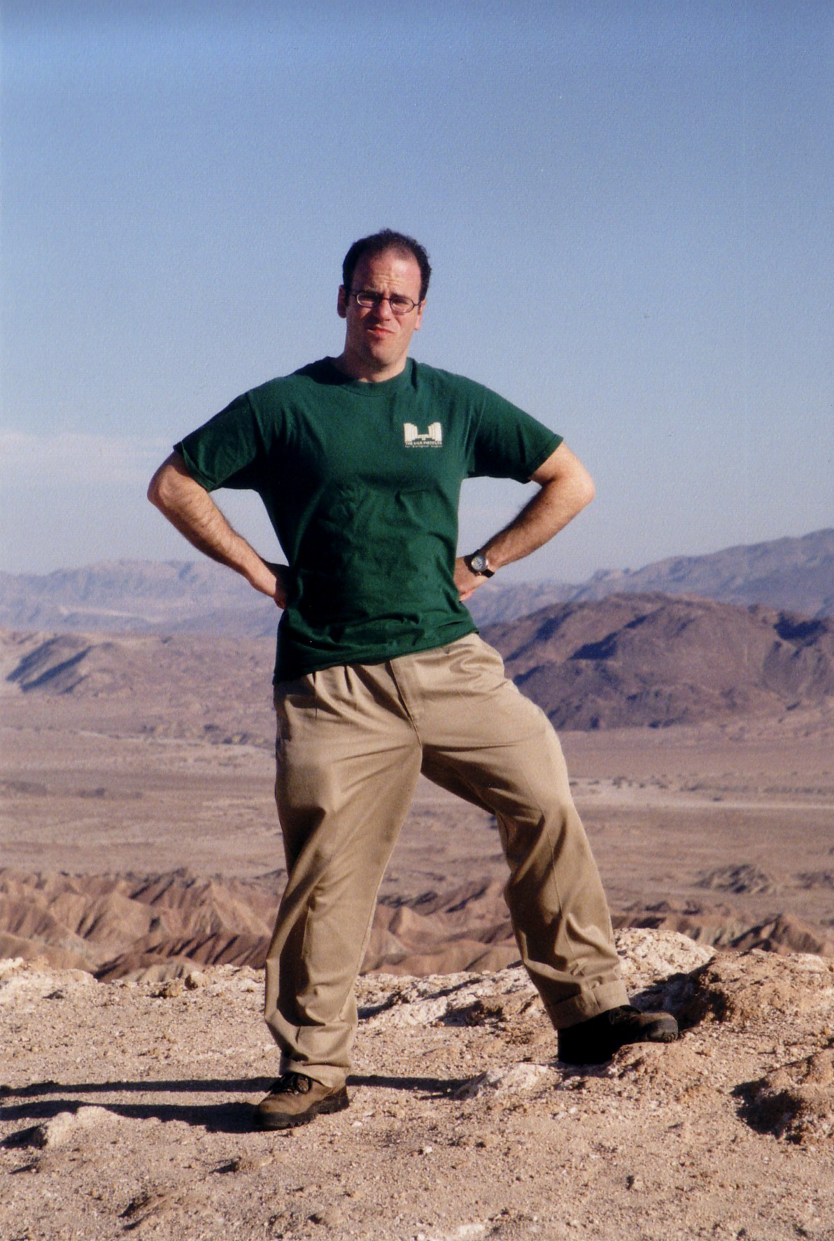 Fred in the Anza-Borrego badlands on a desert trip with Kip
