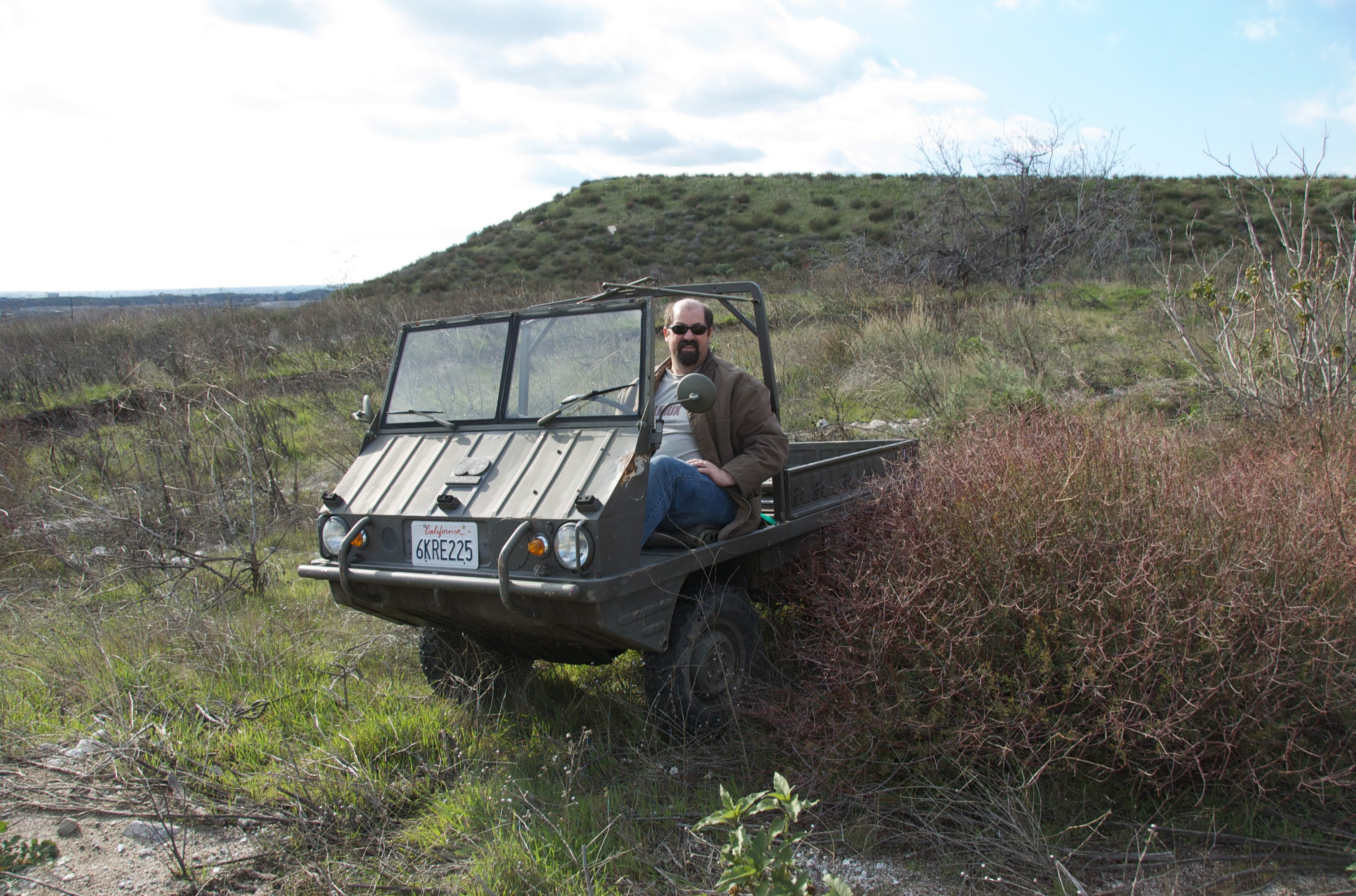 Fred on his 1963 Steyr-Puch Haflinger — the tiny Austrian military 4WD
