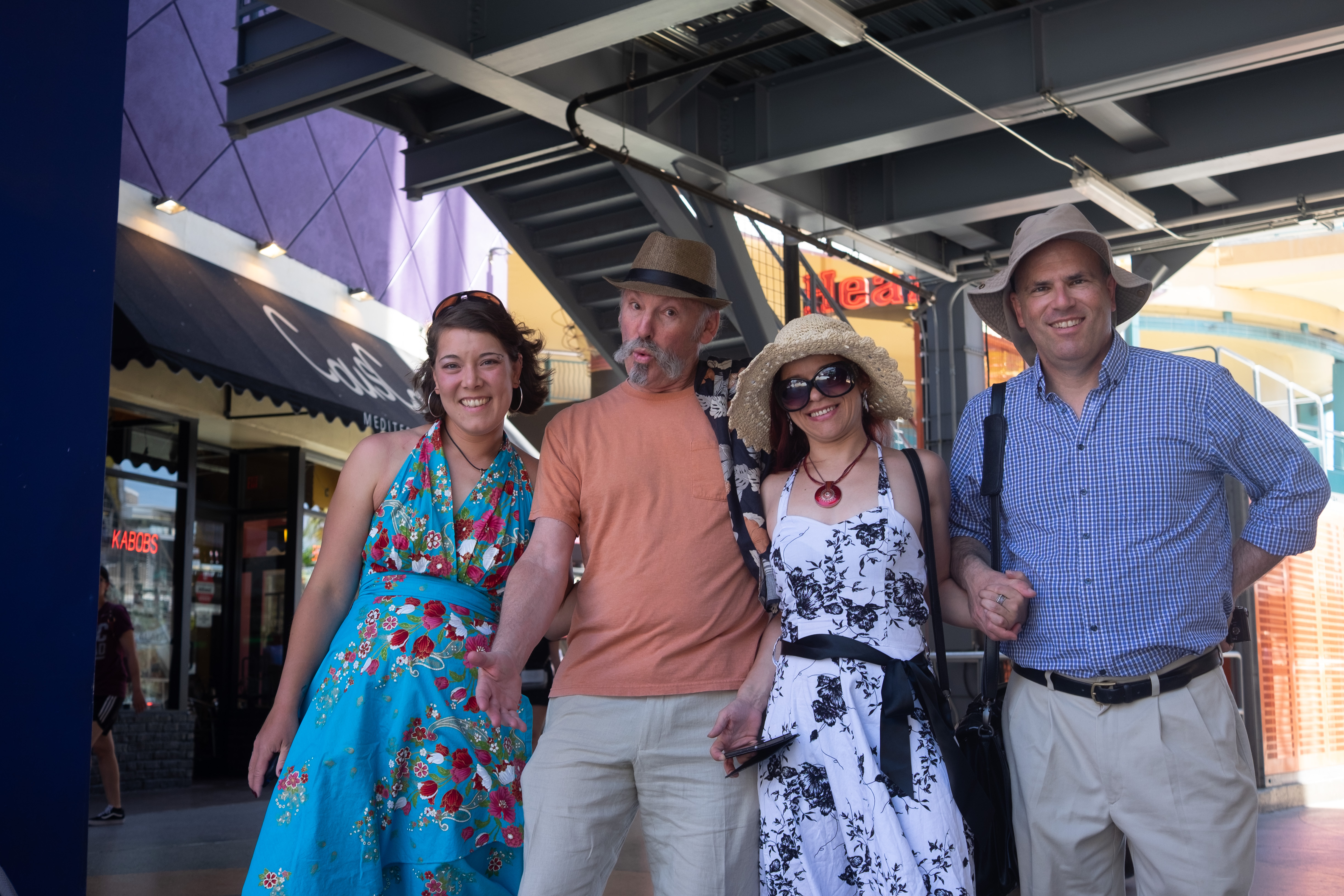Kip, Anett, and friends out on the Las Vegas strip, wedding weekend 2018