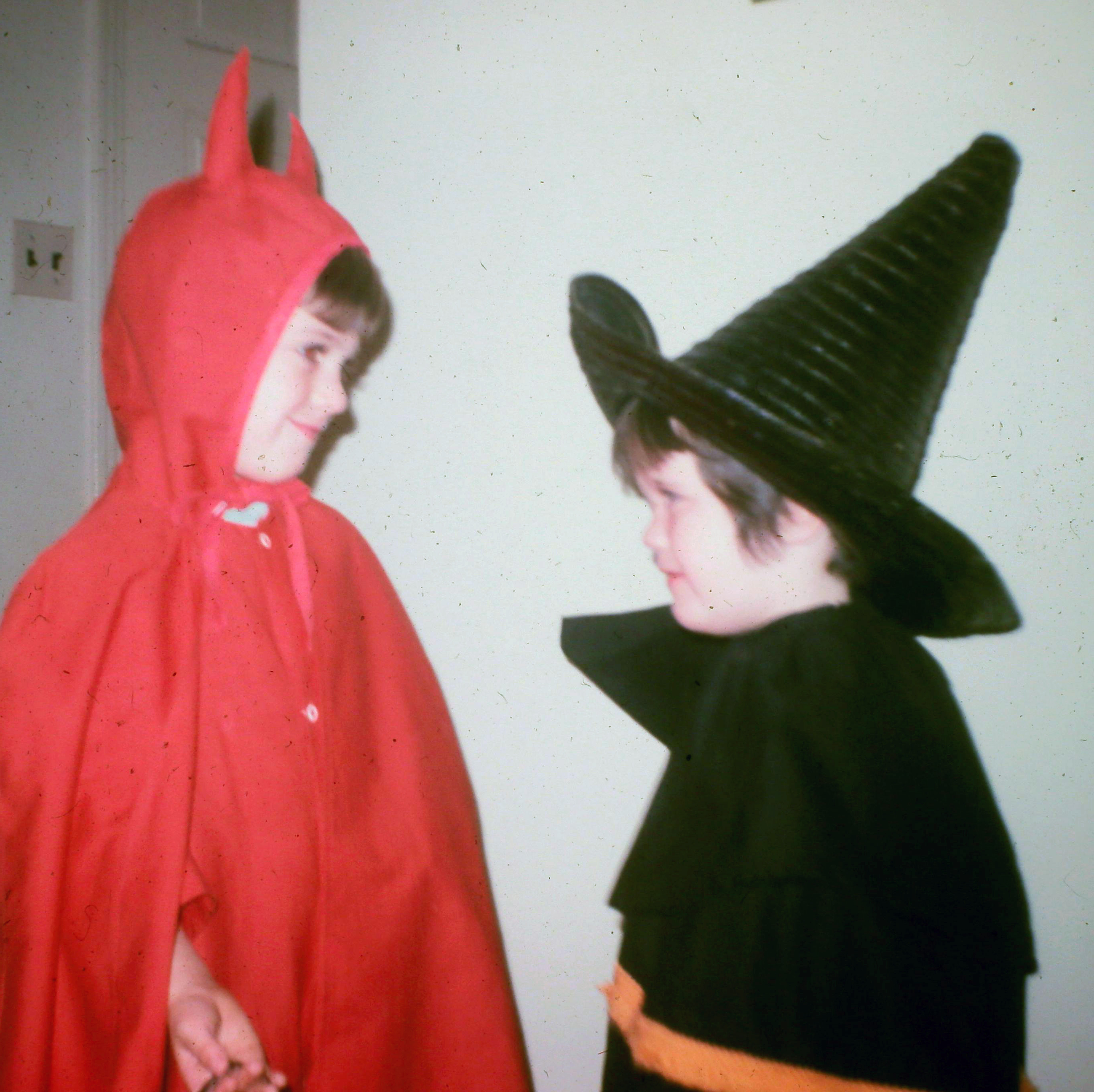 Fred and Amy in Halloween costumes — devil vs. witch — El Centro, est. 1972–74