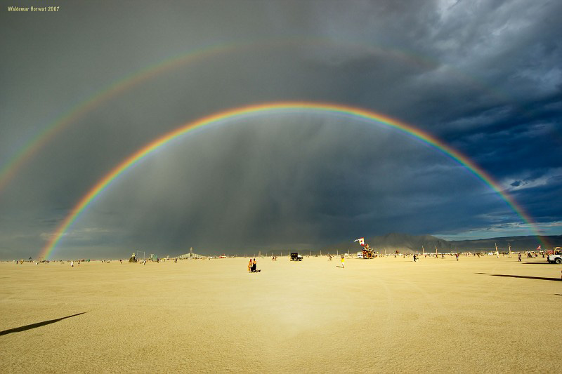 Double rainbow over the Black Rock Desert, BM 2007