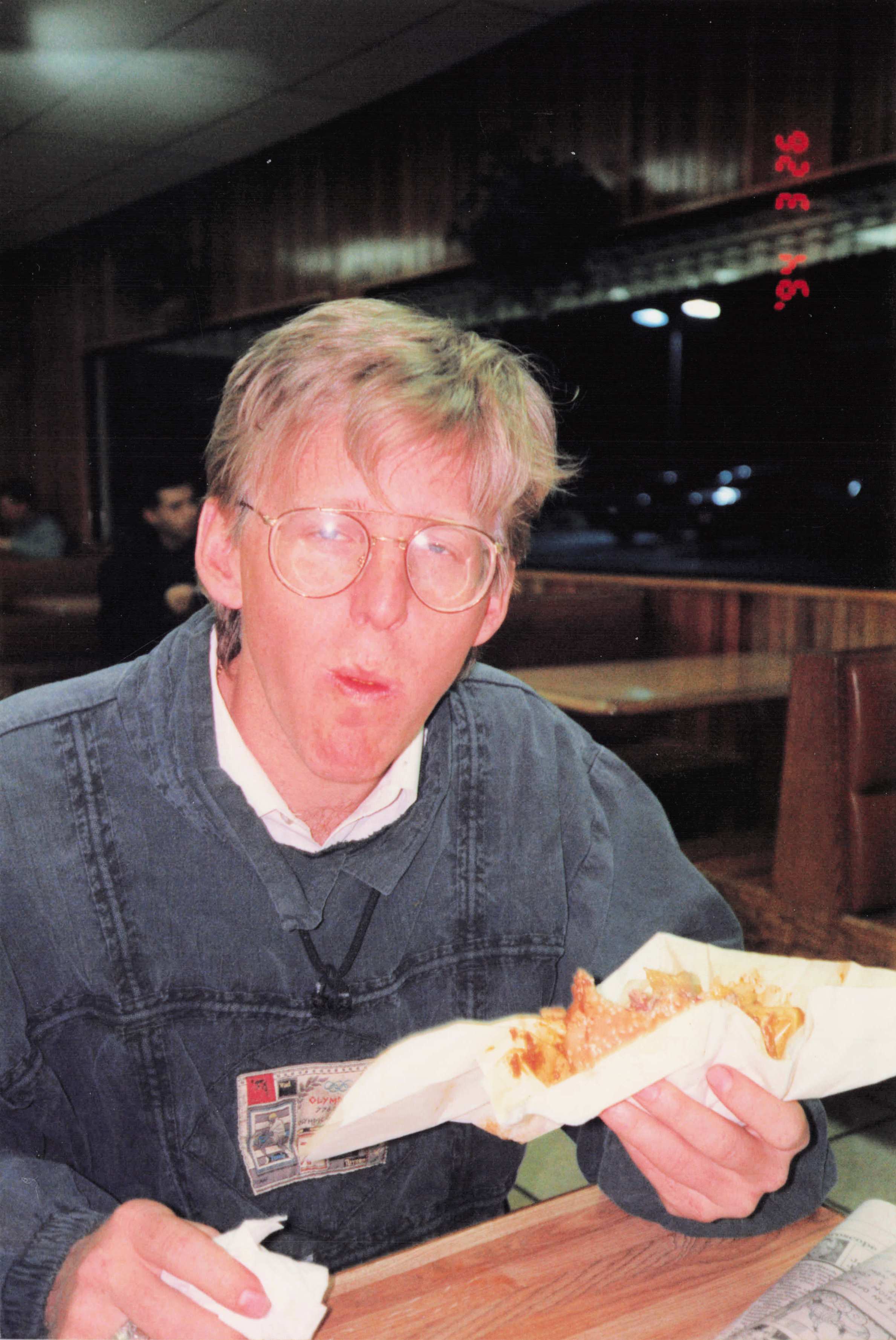 Thomas Kendall (TK) at a diner, ~1994