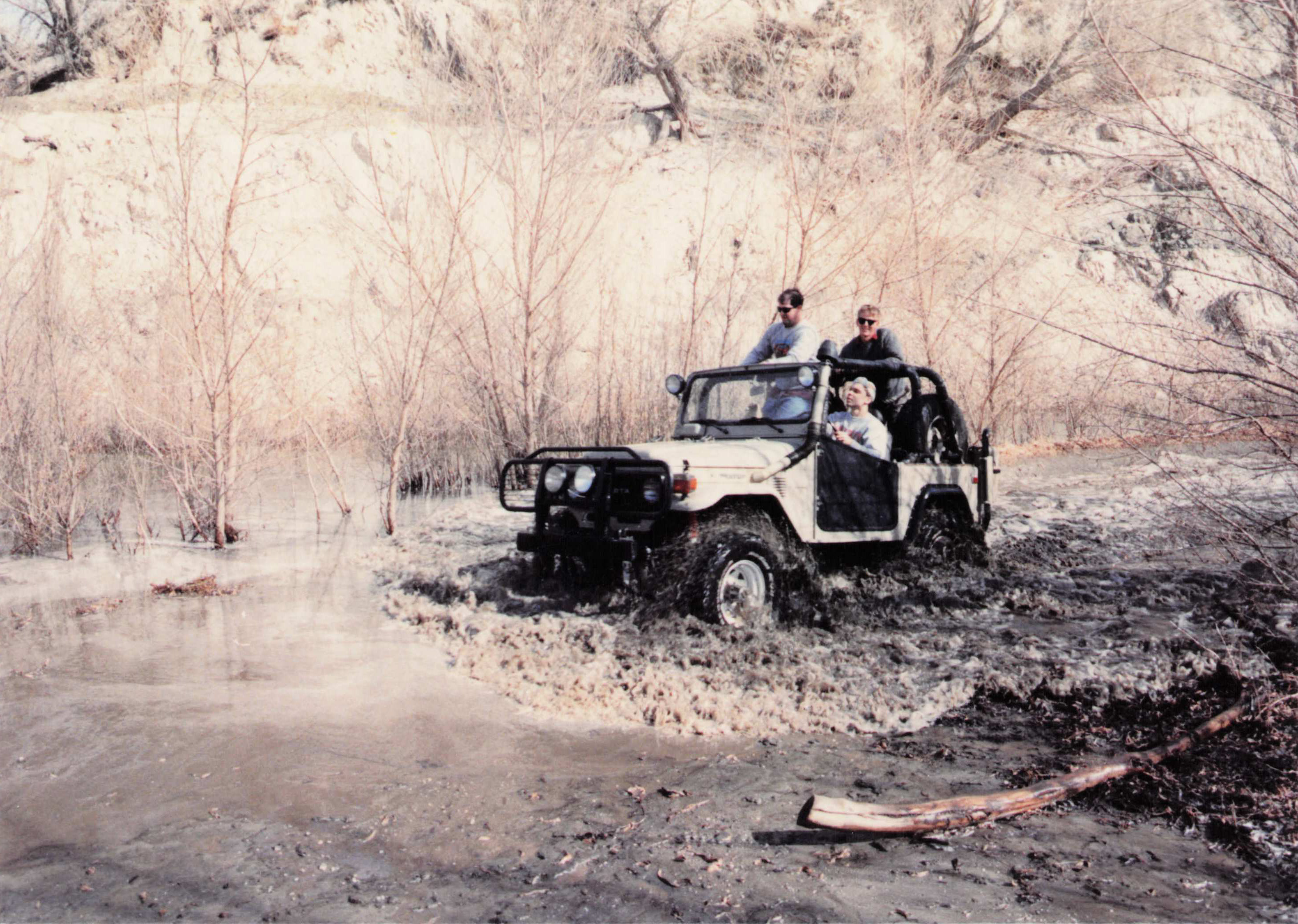 Two vehicles at the river crossing — Fred's Land Rover and Cecil's Land Cruiser