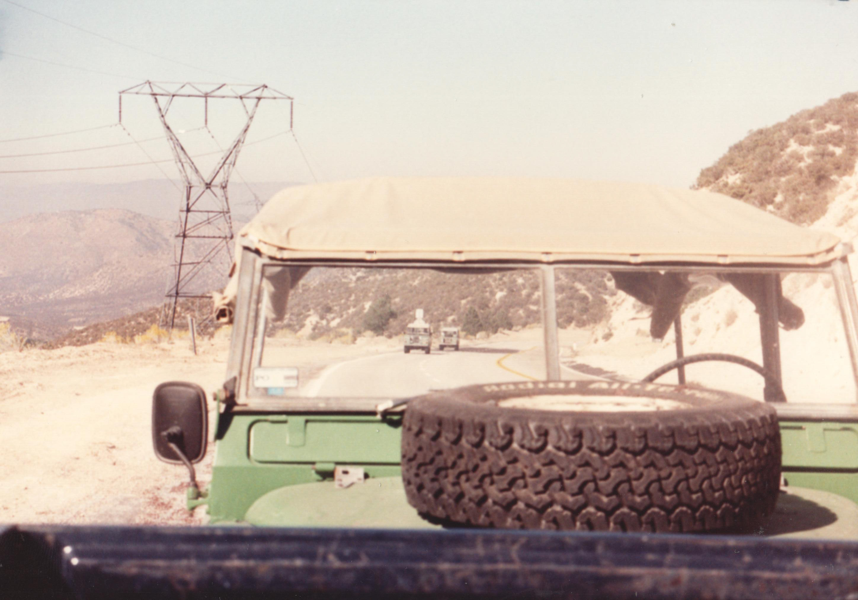 RHINOTF in Angeles National Forest, Range Rover ahead on the mountain road