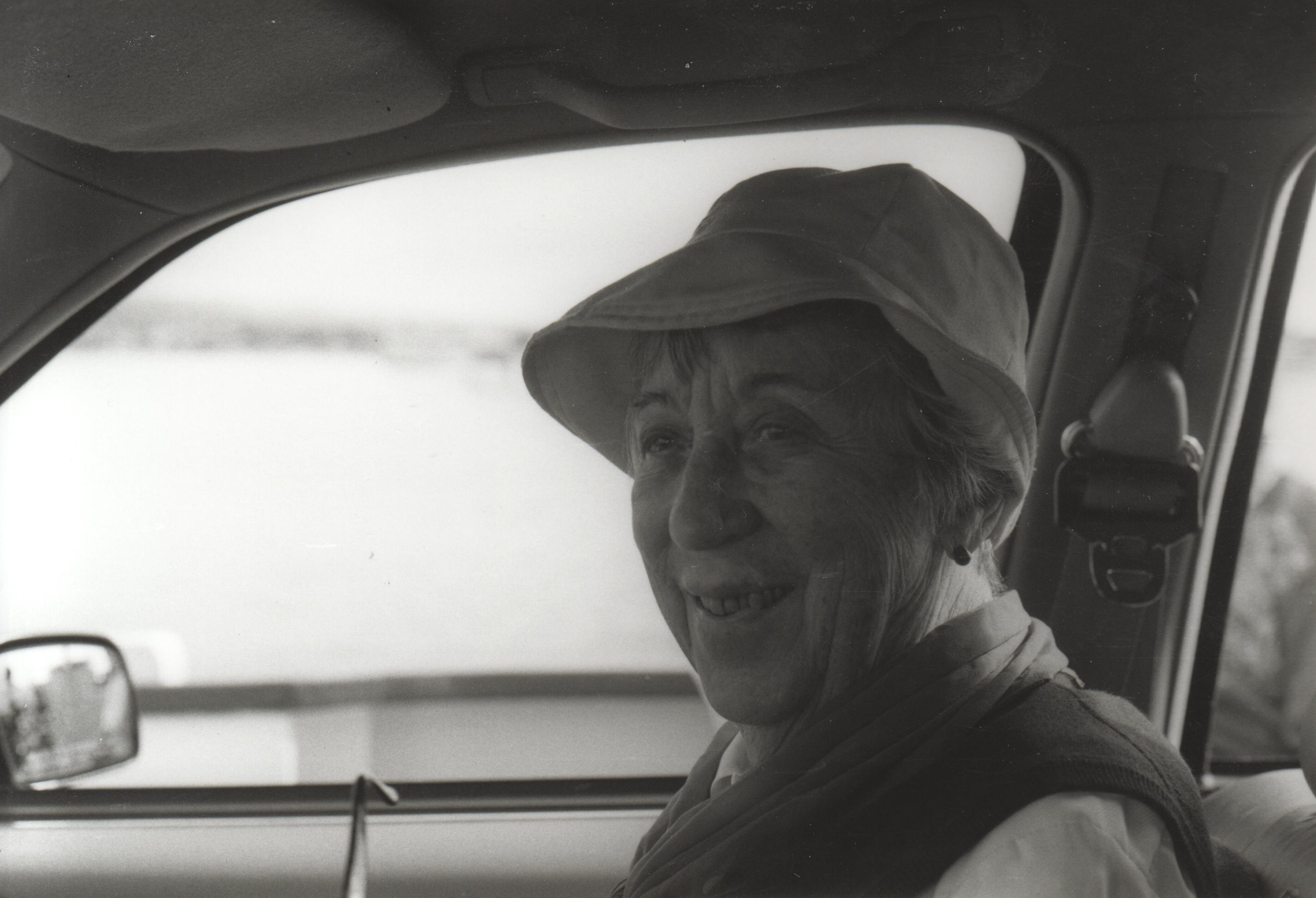 Gram — Marjorie Meyer Heald — in the passenger seat, Dana Harbor Inn