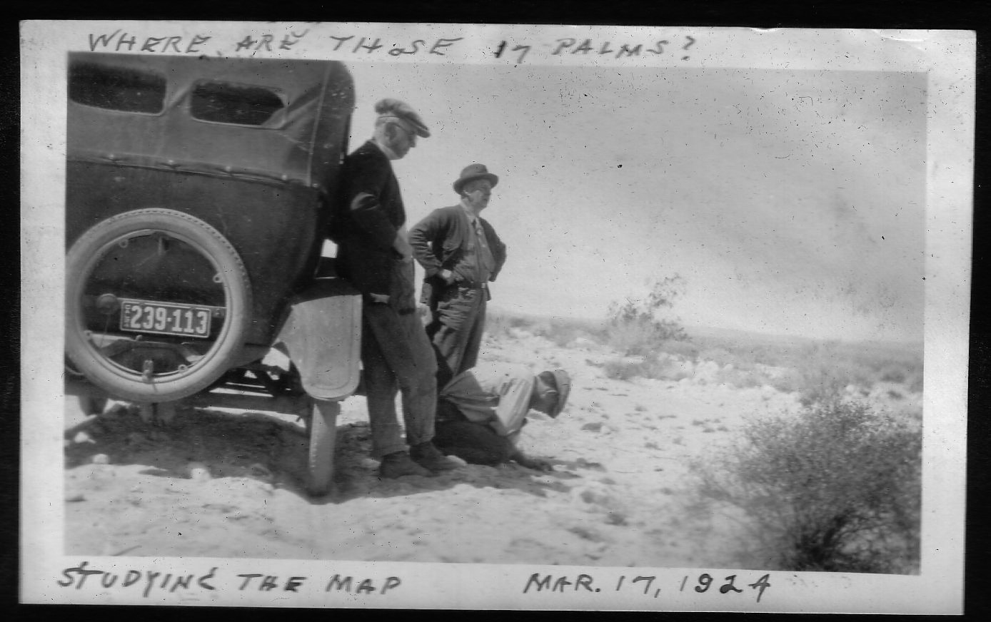 Elmer Wilson Heald Sr. in the desert — 'Where Are Those 17 Palms?', March 17, 1924