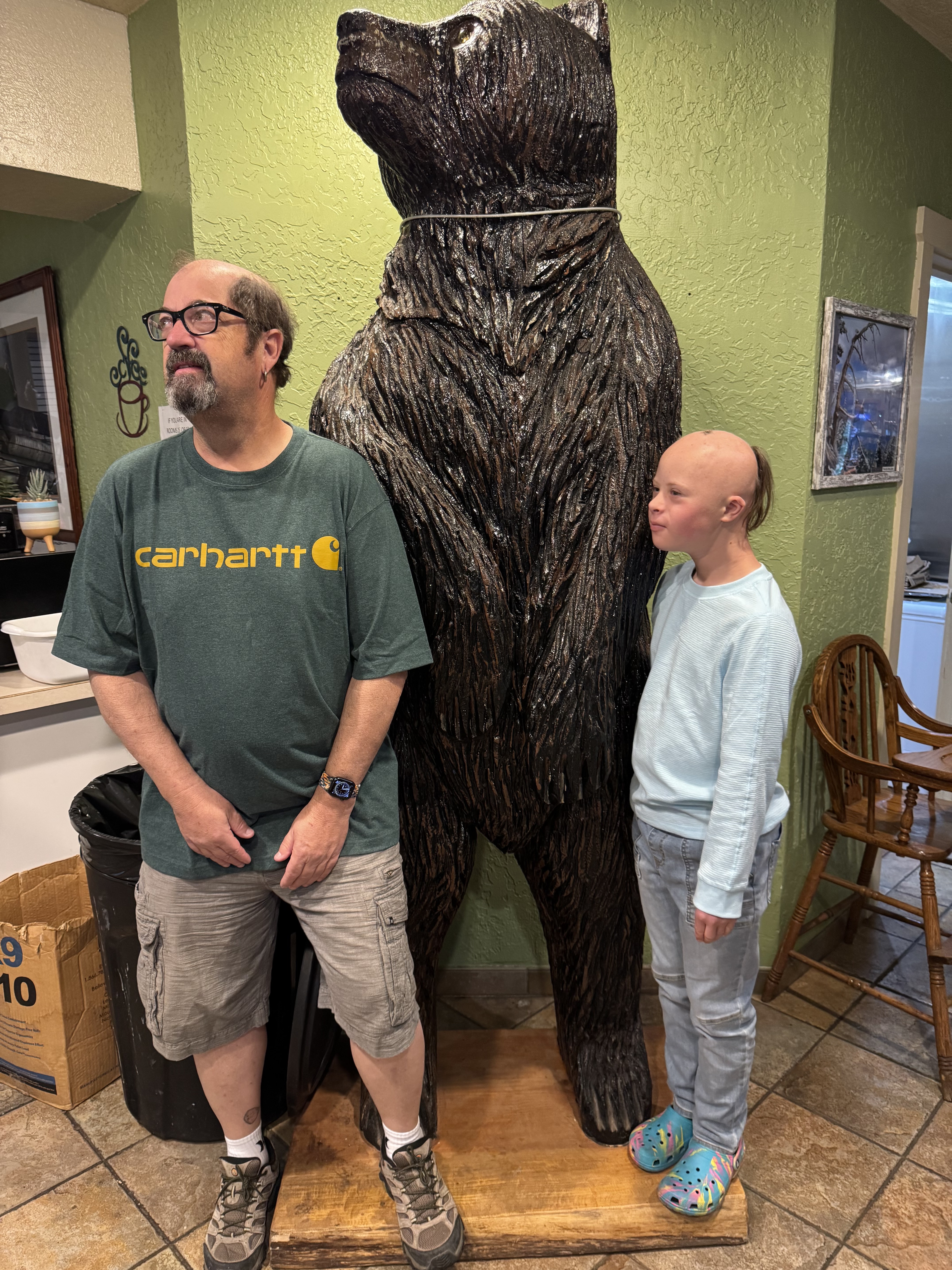 Fred and Dylan with a bear