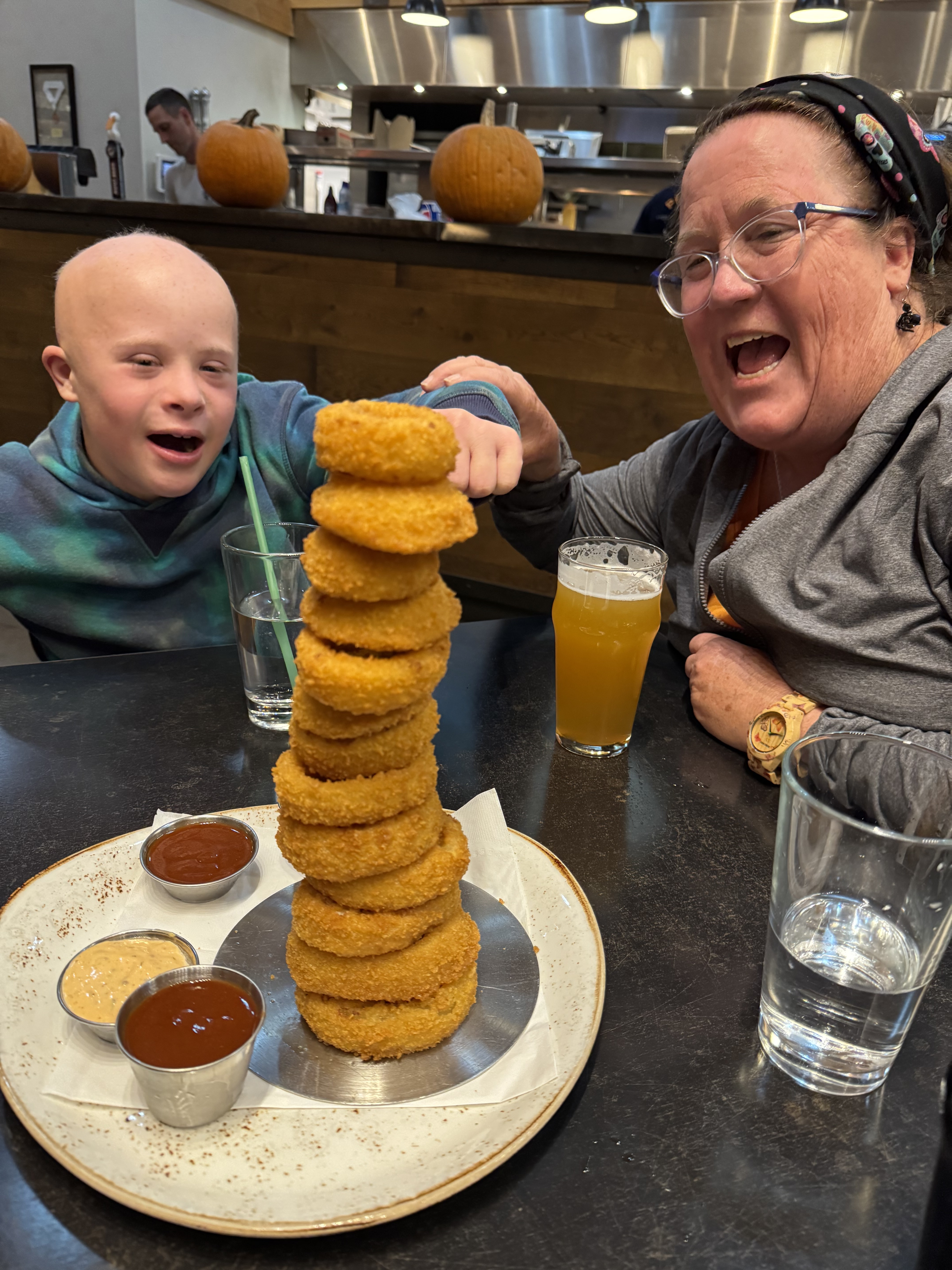 Stacking food at dinner